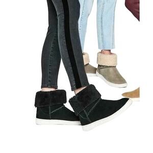 UGG Mika Sheepskin Classic Sneaker Boots Suede Faux Shearling Black Size 11